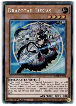 YUGIOH DRACOTAIL LUKIAS COLLECTOR'S RARE NEAR MINT JUSH-EN001 - Image 1