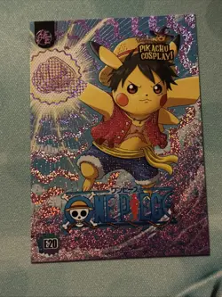 Pikachu Cosplay! ONE PIECE E20 Box Hit Pink Holo Foil Monkey D Luffy Pokemon - Image 1