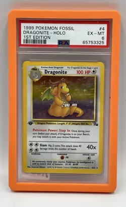 1999 POKEMON FOSSIL 1ST ED #4 DRAGONITE-HOLO PSA 6 - Image 1