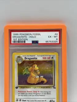 1999 POKEMON FOSSIL 1ST ED #4 DRAGONITE-HOLO PSA 6 - Image 2