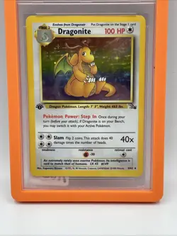 1999 POKEMON FOSSIL 1ST ED #4 DRAGONITE-HOLO PSA 6 - Image 3
