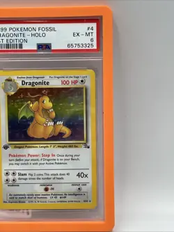 1999 POKEMON FOSSIL 1ST ED #4 DRAGONITE-HOLO PSA 6 - Image 4