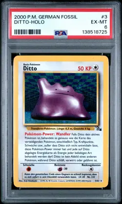 2000 POKEMON GERMAN FOSSIL #3 DITTO-HOLO PSA 6 - Image 1