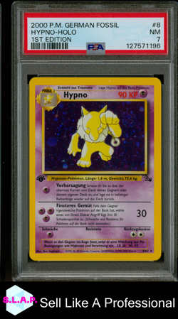 HYPNO-HOLO 1ST EDITION POKEMON GERMAN FOSSIL 2000 8 PSA 7 - Image 1