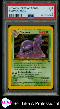 SLEIMOK-HOLO POKEMON GERMAN FOSSIL 2000 13 PSA 5 - Image 1