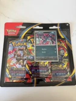 Pokemon TCG Mega Evolution Phantasmal Flames Triple Blister Pack New and Sealed - Image 1