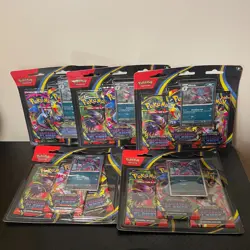 Pokemon TCG Lot of 5 Mega Evolution Phantasmal Flames 3 Pack Blister - Image 1