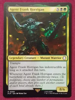 Magic The Gathering UNIVERSES BEYOND FALLOUT AGENT FRANK HORRIGAN card MTG - Image 1