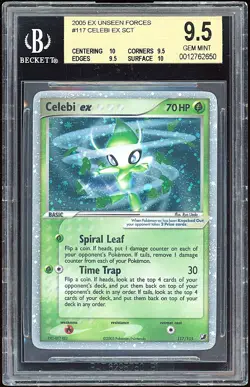 2005 Pokemon EX Unseen Forces #117 Celebi EX BGS 9.5 True Gem ++ | Case Damage - Image 1