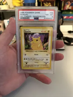 Pokemon Pikachu Base Set Shadowless Yellow Cheeks #58 PSA 8 - Image 3