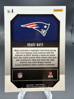 2024 Panini Prizm - Emergent Drake Maye RC #4 New England Patriots - Image 2