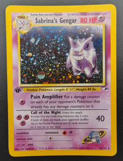 Pokemon Gym Heroes - Sabrina's Gengar 14/132- First Edition - Holo - LP - Image 1