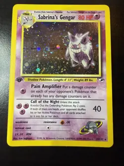 Pokemon TCG Sabrina's Gengar Holo Rare 1st Edition Gym Heroes 14/132 SWIRL LP - Image 1