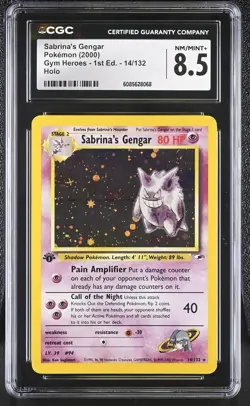 CGC 8.5 Sabrina's Gengar Gym Heroes 1st Edition 14/132 Holo Pokemon Card - Image 1