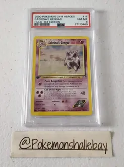 Sabrina’s Gengar 1st Edition 14/132 - Gym Heroes *PSA 8 NM-MT* Holo Pokemon Card - Image 1