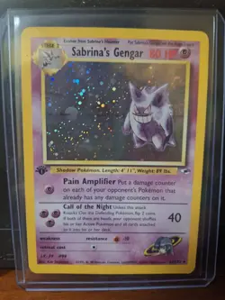 *SWIRL* Pokemon Gym Heroes 1st Edition Rare Holo Card Sabrina's Gengar 14/132 LP - Image 1