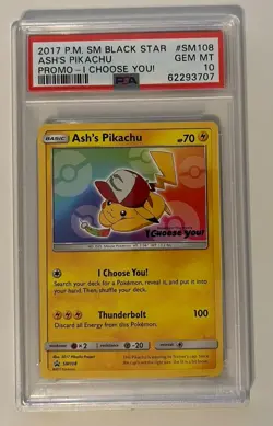 2017 POKEMON SM BLACK STAR PROMO I CHOOSE YOU! #SM108 ASH'S PIKACHU PSA 10 - Image 2
