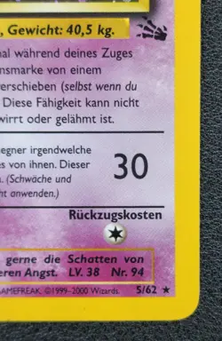 GERMAN Gengar 5/62 Fossil Base Set Holo Vintage 1999 WOTC [LP] Pokemon Vintage. - Image 5