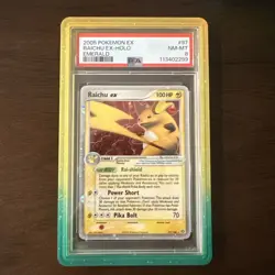 Pokemon EX Emerald Raichu Holo PSA 8 NM-MT #97 2005 + Pumpkin Graded Guard - Image 1