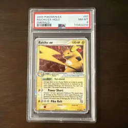 Pokemon EX Emerald Raichu Holo PSA 8 NM-MT #97 2005 + Pumpkin Graded Guard - Image 4