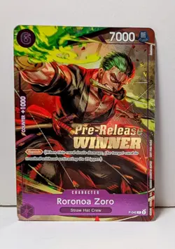One Piece TCG | Roronoa Zoro | Pre-Release Tournament Winner | P-045 | Bandai NM - Image 1