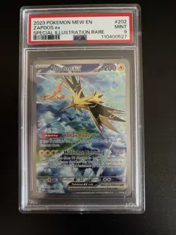 Pokemon TCG 151 Zapdos EX 202/165 Secret Rare Card Eng NM PSA 9 - Image 1