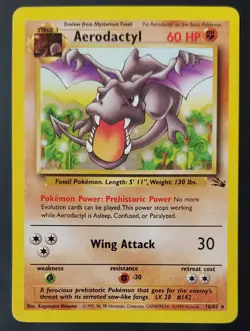 AERODACTYL 16/62 LP - Fossil - WOTC Vintage Non Holo Rare Pokemon Card TCG - Image 2