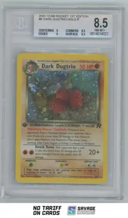 2000 Pokemon 1st Edition Team Rocket Holo Rare Dark Dugtrio BGS 8.5 #6/82 - Image 1