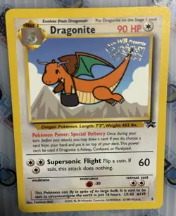 Pokemon Card Dragonite Movie Promo Stamp The First Movie Kids WB Presents LP - Image 2