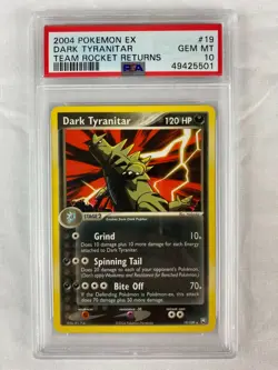 PSA 10 Gem Mint Dark Tyranitar 2004 EX Team Rocket Returns #19 - Image 1