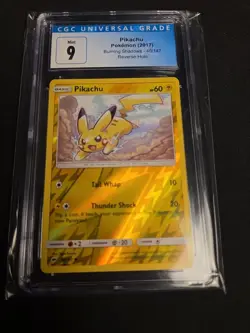 Pikachu Burning Shadows CGC 9 40/147 Reverse Holo 2017 Pokemon TCG Card Slab - Image 1