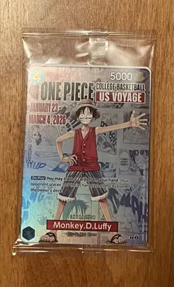 One Piece Monkey D. Luffy US Voyage College Basketball Promo Card SEALED - Image 1