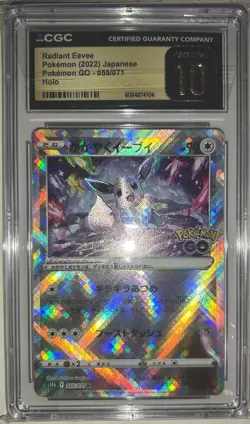 Pristine 10 CGC Pokemon TCG Radiant Eevee Holo Pokemon Go Japanese 055/071 - Image 1