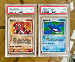 Pokemon PSA 9 Groudon EX & Kyogre EX Holo Crystal Guardians 2006 - Image 1