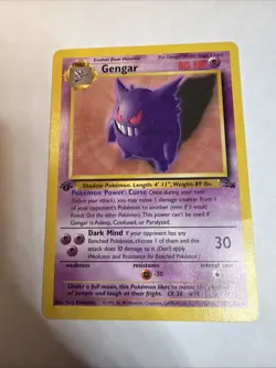 Pokemon Gengar TCG 20/62 1st Edition Non-Holo Card Fossil Small Cease On Back - Image 1