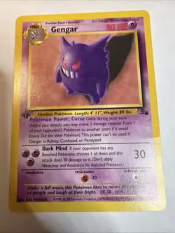Pokemon Gengar TCG 20/62 1st Edition Non-Holo Card Fossil Small Cease On Back - Image 2