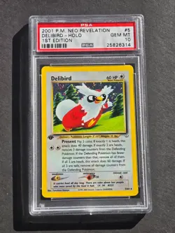 Pokemon PSA 10 1ST EDITION NEO REVELATION DELIBIRD 5/64 - GEM MINT - Image 1