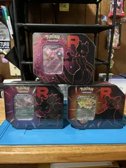 Pokemon TCG: Destined Rivals Team Rocket Tins Full Set of 3 | New Factory Sealed - Image 1