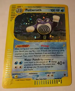 Pokemon TCG Expedition Base Set Poliwrath 24/165 Holo Card 2002 Played Vintage - Image 2