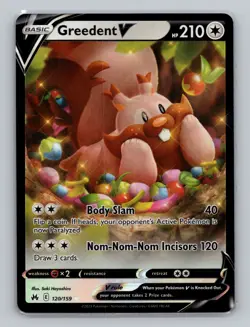 Greedent V 120/159 Holo Rare Crown Zenith Pokemon Card TCG Sword & Shield - Image 1