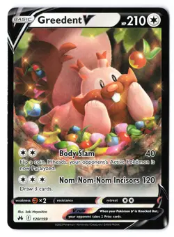 Greedent V 120/159 - Pokemon Crown Zenith Cute Full Art Ultra Rare Holo Foil NM - Image 1