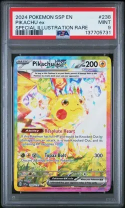 2024 POKEMON SSP EN-SURGING SPARKS SPECIAL ILLUSTRATION RARE PIKACHU EX PSA 9 - Image 1