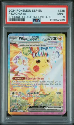 2024 POKEMON SSP EN-SURGING SPARKS SPECIAL ILLUSTRATION RARE PIKACHU EX PSA 9 - Image 1