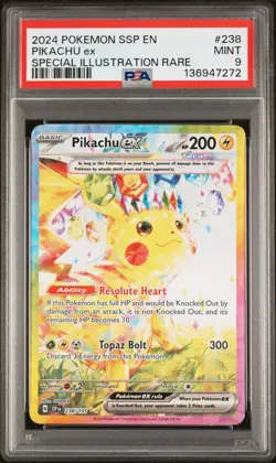 2024 POKEMON SSP EN-SURGING SPARKS SPECIAL ILLUSTRATION RARE PIKACHU EX PSA 9 - Image 1