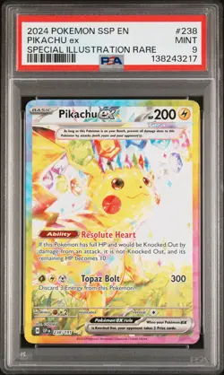 2024 POKEMON SSP EN-SURGING SPARKS SPECIAL ILLUSTRATION RARE PIKACHU EX PSA 9 - Image 1