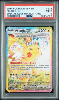 2024 POKEMON SSP EN-SURGING SPARKS SPECIAL ILLUSTRATION RARE PIKACHU EX PSA 9 - Image 1