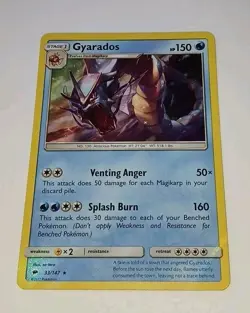 GYARADOS 33/147 AMAZING 🌈 Rainbow Double Holo Error 2017 Pokemon TCG Card NM+ - Image 2