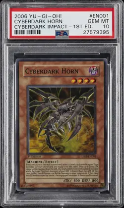 2006 YU-GI-OH! CDIP-CYBERDARK IMPACT 1ST ED #EN001 CYBERDARK HORN PSA 10 - Image 1