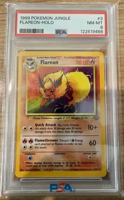 Pokemon TCG Flareon 3/64 Holo 1999 WOTC Jungle Set PSA 8 - Image 1