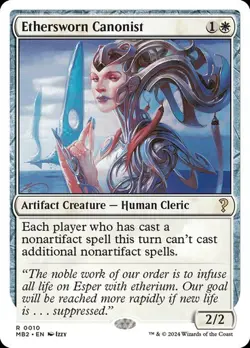 1x NM WHITE BORDER Ethersworn Canonist MTG Mystery Booster 2 MB2 SV - Image 1